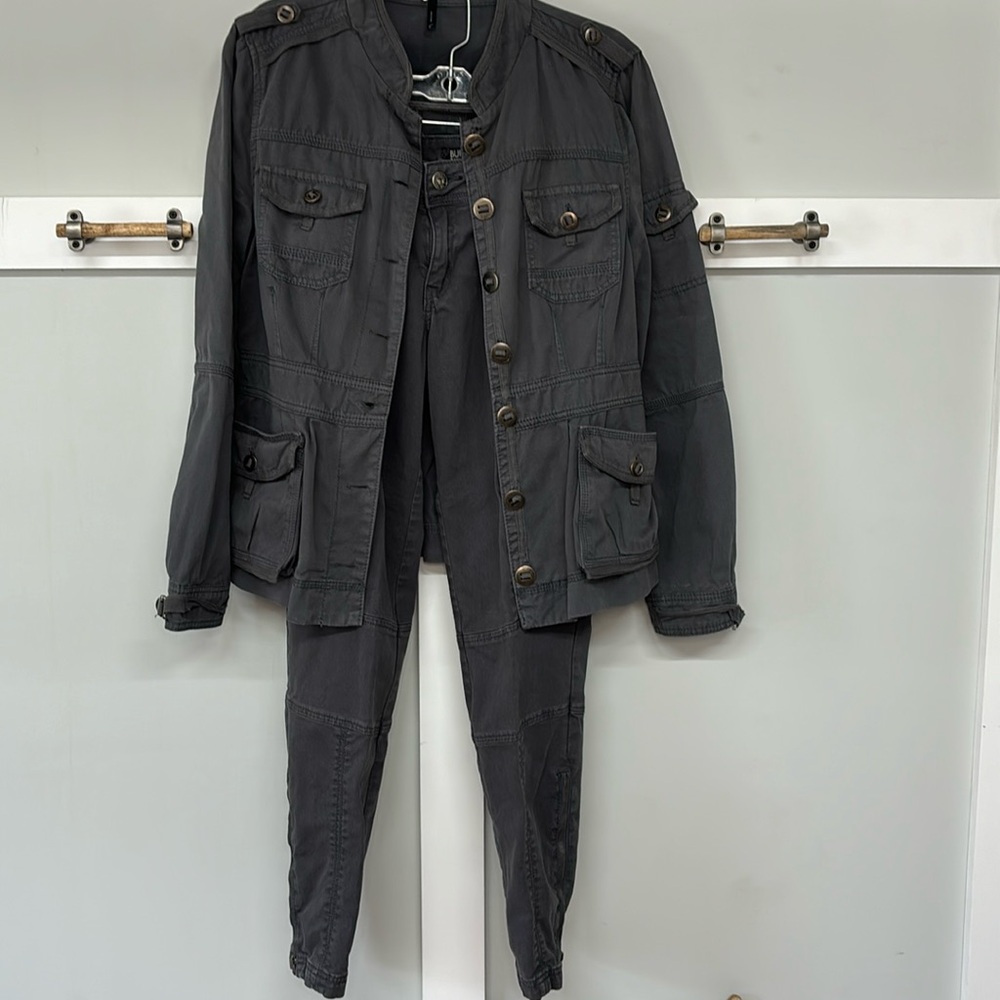 Women's Slate Gray Utility Jacket and Cargo Pants Set